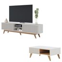Ver imagem 1 de Rack Bancada Fortaleza Off White Matte com Mesa de Centro Jeri Off White Freijó - Colibri