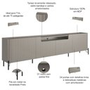 Ver imagem 3 de Rack para Sala de Estar Tv 75 Pol 4 Portas Brise Pés Industrial Preto Alef I03 Grigio - Lyam Decor