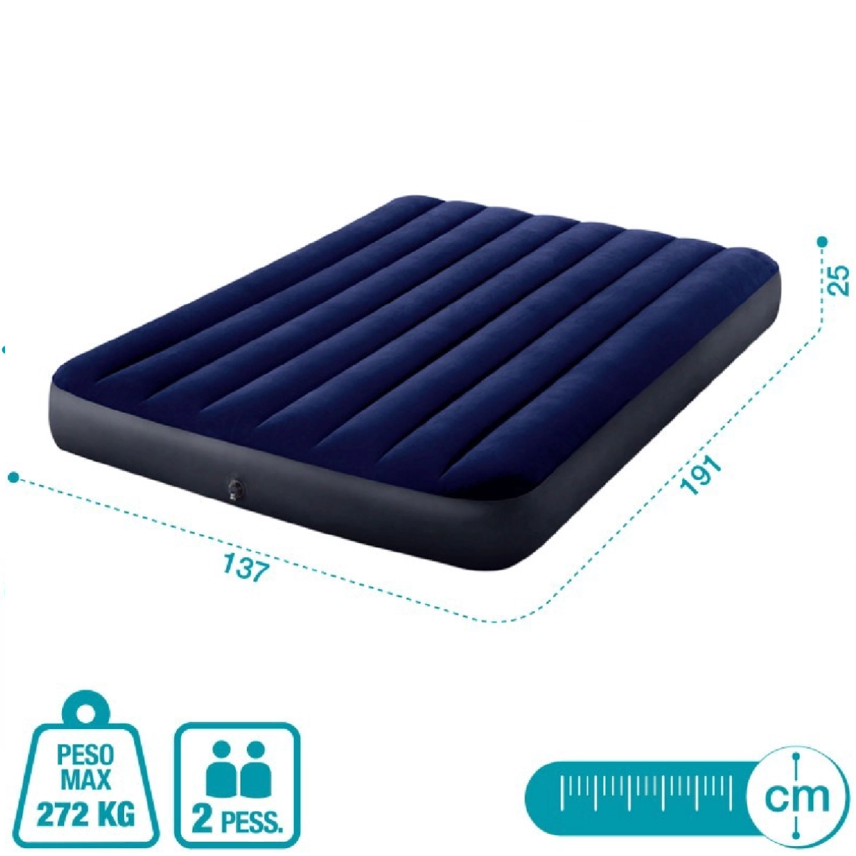 Colchão Inflável Casal Intex Fiber Tech 191x137x25cm:azul - 10