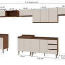 Ver imagem 3 de Cozinha Completa Modulada com Armário para Área de Serviço/Lavanderia Integrada Bege/Ébano/Off White