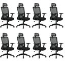 Ver imagem 1 de Kit com 8 Cadeiras para Escritório Presidente NR17 Office Dallas Preto Rivatti