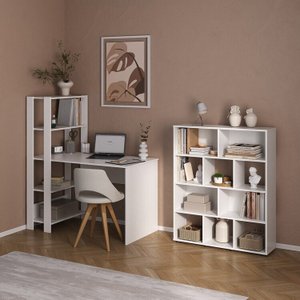 Kit 2 Peças com Escrivaninha Match e Estante para Livros 10 Nichos