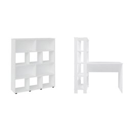 Kit 2 Peças com Escrivaninha Match e Estante para Livros 10 Nichos - 2