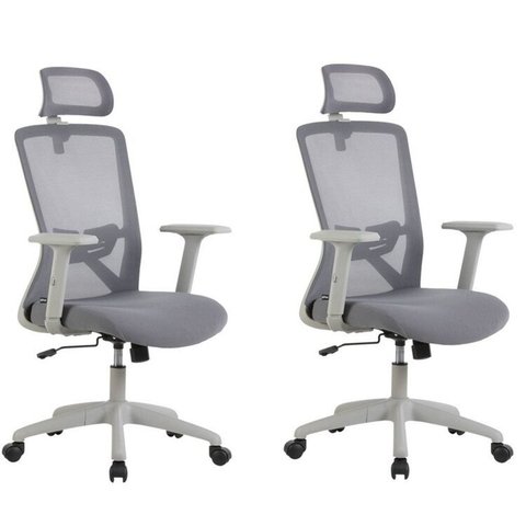 Kit com 2 Cadeiras para Escritório Presidente NR17 Office Dallas Cinza Rivatti