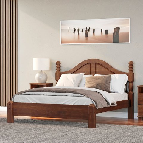 Cama Casal Queen Clássica 1,60 Linha Ouro Madeira Maciça 2260wn Café Finestra