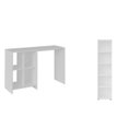 Ver imagem 2 de Conjunto 2 Peças com Escrivaninha com 4 Nichos e Estante para Livros 5 Prateleiras Branco