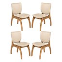 Ver imagem 1 de Kit 4 Cadeiras Estofadas para Cozinha 44 x 86 Cm Irlanda Madeira Maciça Imbuia Linho Bege M58 - RMI