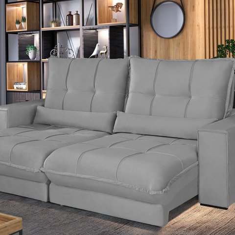 Sofá Retrátil e Reclinável Thor - Molas Ensacadas 230 Cm Cinza