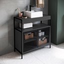 Ver imagem 1 de Kit Gabinete e Cuba para Banheiro P1038c Grafite Pp Milani Store Grafite