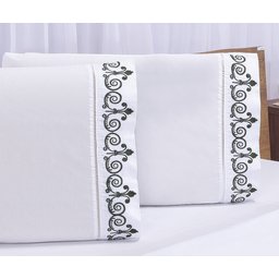 Lençol de Cama Padrão Casal Atenas Branco e Verde Petróleo 4pç - 3