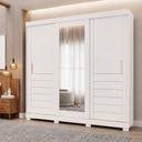 Ver imagem 1 de Guarda Roupa Casal 3 Portas de Correr (1 c/ Espelho) e 6 Gavetas c/ Pés Cecilia Branco - Panan