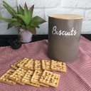 Ver imagem 2 de Pote Biscuits Porta Condimentos Lata de Biscoito com Tampa de Bambu Haus Concept Canister Warm Gray