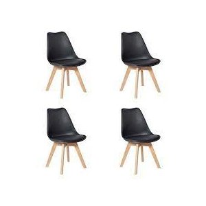 Kit 4 Cadeiras Eames Wood Leda Design - Preto Preto