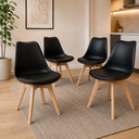 Ver imagem 1 de Kit 4 Cadeiras Eames Wood Leda Design - Preto Preto