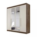 Ver imagem 2 de Guarda Roupa Solteiro com Espelho 4 Portas 3 Gavetas - Nantes-Braúna/Off White - Móveis Europa