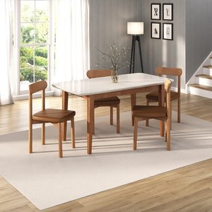 Kit Mesa de Jantar Tangará 160cm e 4 Cadeiras Pitanga Cabecasa Madeiramadeira