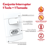 Conjunto Interruptor 1 Tecla Paralela 10a + 1 Tomada 2 Pólos e 1 Terra Tam. 4 X 2 Branco Durín - 2