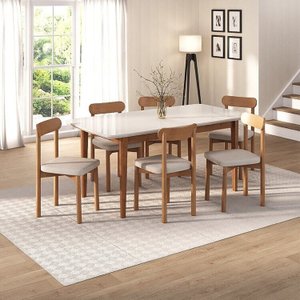 Kit Mesa de Jantar Tangará 180cm e 6 Cadeiras Pitanga Cabecasa Madeiramadeira