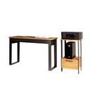 Ver imagem 2 de Mesa Escritório e Mesa de Apoio Industrial Dalla Costa Mdf Cor:preto Fosco com Freijó