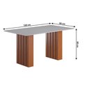 Ver imagem 3 de Conjunto de Mesa Sala de Jantar Ripada Tampo com Vidro 1,60m 6 Cadeiras Santiago Dobuê Madeirado/
