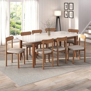 Kit Mesa de Jantar Tangará 210cm e 8 Cadeiras Pitanga CabeCasa MadeiraMadeira