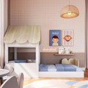 Ver imagem 2 de Cama Infantil Montessoriana Casinha Branca e Carvalho Completa