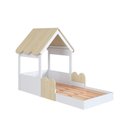 Ver imagem 3 de Cama Infantil Montessoriana Casinha Branca e Carvalho Completa