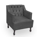 Ver imagem 4 de Kit 2 Poltronas para Sala de Estar Clássica Confortável e Reforçada Suede Elizabeth:cinza Chumbo