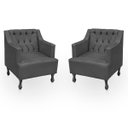 Ver imagem 1 de Kit 2 Poltronas para Sala de Estar Clássica Confortável e Reforçada Suede Elizabeth:cinza Chumbo