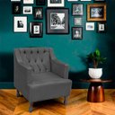 Ver imagem 2 de Kit 2 Poltronas para Sala de Estar Clássica Confortável e Reforçada Suede Elizabeth:cinza Chumbo