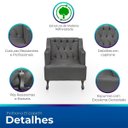 Ver imagem 3 de Kit 2 Poltronas para Sala de Estar Clássica Confortável e Reforçada Suede Elizabeth:cinza Chumbo