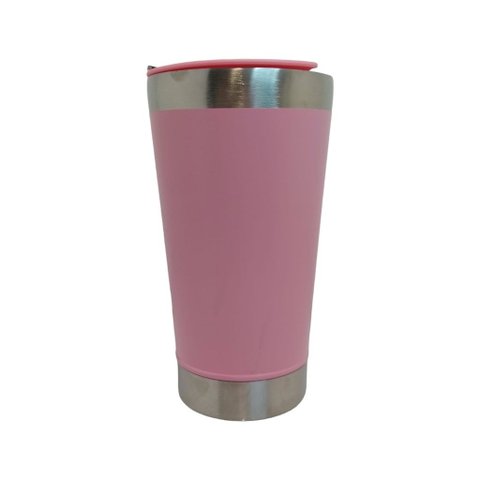 Copo Térmico Inox com Tampa e Abridor de Garrafas 473ml:Pink