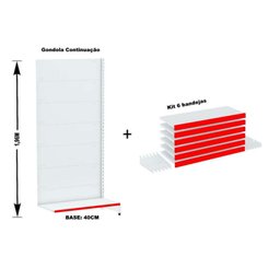 Gondola Parede 196 Amapa Flex Continua Branco 7 band PE Vermelho - Amapá - 2