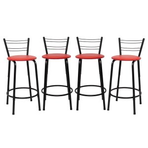 Kit 4 Banquetas para Bancada Flórida Preta 60cm Cozinha Gourmet Balcão Ilha Piscina Área de Lazer