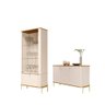 Conjunto Buffet e Cristaleira Lirio Off White Nature Dourado - 1