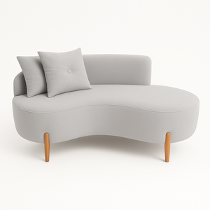 Sofá Orgânico 2 Lugares C/2 Almofadas Curvo Sala Recepção Veludo Cinza - Montanaris Decor