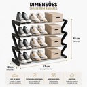 Ver mais imagens de Sapateira Organizador Sapatos 4 Prateleiras Preto 10 Pares Tenis Chinelos Quarto Closet Lavanderia