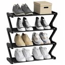 Ver imagem 1 de Sapateira Organizador Sapatos 4 Prateleiras Preto 10 Pares Tenis Chinelos Quarto Closet Lavanderia