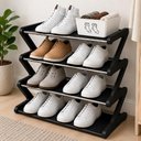 Ver imagem 2 de Sapateira Organizador Sapatos 4 Prateleiras Preto 10 Pares Tenis Chinelos Quarto Closet Lavanderia