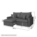 Ver imagem 3 de Sofá Cama Casal Retrátil e Reclinável 4 Lugares Veludo Cinza Colibri 220cm CabeCasa MadeiraOriginals