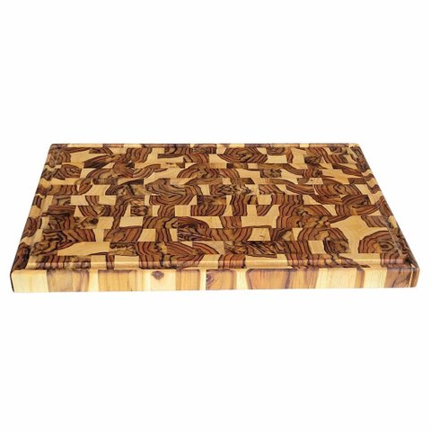 Tábua de Carne Churrasco Cozinha em Madeira Teca Invertida 60x40x4cm