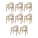 Ver imagem 1 de Conjunto 8 Cadeiras de Jantar Ruth Estrutura em Madeira Maciça Estilo Retrô Linho Bege Claro