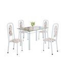 Ver imagem 2 de Conjunto de Mesa Tubular com 4 Cadeiras Lara Branco/Arabesco