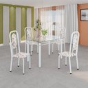 Ver imagem 1 de Conjunto de Mesa Tubular com 4 Cadeiras Lara Branco/Arabesco