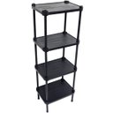 Ver imagem 1 de Estante de Plástico Modular Multiuso 4 Prateleiras 1 Torre Preta Montável 52 Kg Qualyplas 4 PRATELEI
