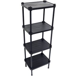 Estante de Plástico Modular Multiuso 4 Prateleiras 1 Torre Preta Montável 52 Kg Qualyplas 4 PRATELEI - 1