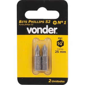 Bits Ponteira Philips 1/4 N.1 3/16x50mm Aço S2 Com 2 Peças