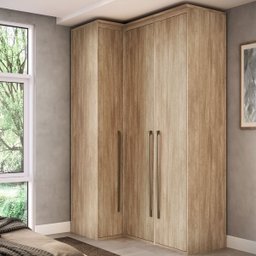 Guarda Roupa de Canto Reto 3 Portas MDF Lotus Belmax:Carvalho - 2