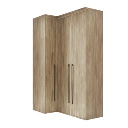 Guarda Roupa de Canto Reto 3 Portas MDF Lotus Belmax:Carvalho - 4