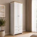 Ver imagem 6 de Guarda-Roupa Solteiro 60cm 2 Portas 2 Gavetas RP2220 Branco/Ipê - Decibal